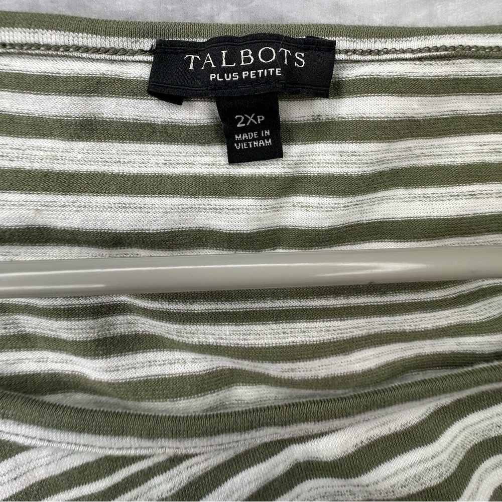 Cotton Striped faux wrap Side Tie green sleeveless Midi Shift Dress 2x petite - Picture 5 of 7